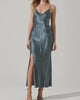 Kathleen Rhinestone Trim Midi Dress In Slate Blue - thumbnail