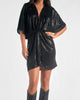 Liquid Metal Dolman Sleeve Dress In Black - thumbnail