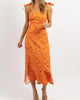Last Dance Tie Strap Midi Dress In Orange - thumbnail