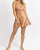 Lace Satin Open Back Mini Dress In Copper - thumbnail