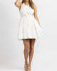 Linen Halterneck Mini Dress In White - thumbnail