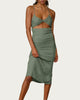 Leopard Satin-Jacquard Twisted Cutout Midi Dress In Sage - thumbnail