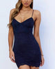 Lace Cami Corset Mini Dress In Navy - thumbnail