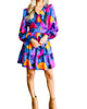 Long Sleeve Mini Dress In Purple - thumbnail