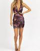 Lurex Knit Halterneck Mini Dress In Black + Purple - thumbnail