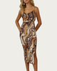 Marble-Print Cowl Stretch-Jersey Cutout Midi Dress In Rust/Brown - thumbnail