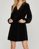 Long Sleeve Surplice W/ Gold Dots In Black - thumbnail