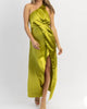 Martini Hour One Shoulder Satin Midi Dress In Green - thumbnail
