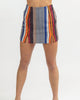 Multistripe Side Slit Mini Skirt In Burgundy - thumbnail