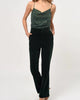 Milton Velvet Straight Leg Trouser In Forest Green - thumbnail