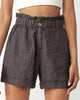 Peri Paper Bag Short In Charcoal - thumbnail