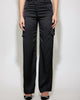 Nate Satin Cargo Pants In Black - thumbnail