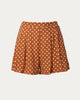 Polka Dot High-Rise Pleated Shorts In Camel - thumbnail