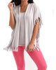 Nea Fringe Kashmira Shawl In Gray - thumbnail