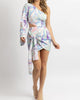 One Sleeved Side-Tie Mini Dress In Pastel Print - thumbnail