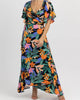 Multifloral Wrap Maxi Dress In Bora Black - thumbnail