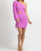 One Sleeve Open Side Mini Dress In Orchid - thumbnail