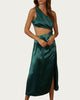 One-Shoulder Satin Cutout Midi Dress In Jewel Green - thumbnail