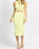 Multi-Cutout Midi Dress In Lime Yellow - thumbnail