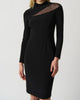 Mesh Detail Mock Neck Dress In Black - thumbnail