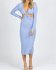 Peri Long Sleeve O-Ring Midi Dress In Blue - thumbnail