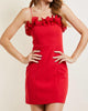 Pleated Ruffle Dress In Red - thumbnail