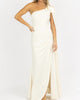 One Shoulder And Sash Satin Maxi Dress In Ivory - thumbnail