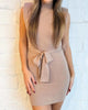 Power Move Sweater Dress In Tan - thumbnail