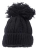 Pom Rib Fold Hat In Black - thumbnail