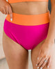 Ray Of Sunshine Swim Bottoms In Hot Pink & Orange - thumbnail