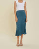 Satin Midi Skirt In Teal - thumbnail