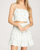 Smocked Waist Floral Skirt In White Blue And Green - thumbnail