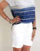Rolled Up Cuff Shorts In White - thumbnail