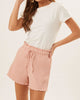 Ribbed Drawstring Shorts In Blush - thumbnail