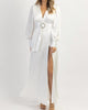 Shea Silky Side Slit Maxi Gown In White - thumbnail
