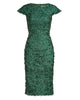 Ruffle Sleeve Petal Cocktail Dress In Pine - thumbnail