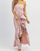 Siobhan Side Ruffle Dress In Dusty Pink - thumbnail