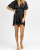 Satin Dolman Sleeve Mini Dress In Black - thumbnail