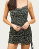 Ruched Floral Mini Dress In Black - thumbnail
