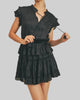 Short Sleeve Ruffle Dress In Black - thumbnail