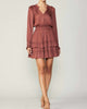 Ruffled V-Neck Mini Dress In Rust - thumbnail