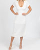 Short Sleeve Collared Midi Dress In Ivory - thumbnail