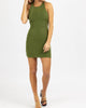 Slinky Open Cross-Back Mini Dress In Olive - thumbnail