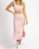 Ribbed Cutout Midi Dress In Baby Pink - thumbnail
