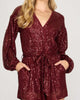 Sequin Romper In Wine In Red - thumbnail