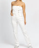Strapless Denim Jumpsuit In Off White - thumbnail