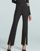Suede Split Front Pant In Black - thumbnail
