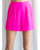 Solid Shorts With Front Tuck Detail In Hot Pink - thumbnail