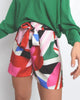 Tie Waist Geo Print Shorts In Multi - thumbnail