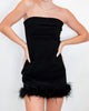 Strapless Feather Trim Dress In Black - thumbnail